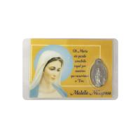 Oracion con Medalla Virgen Milagrosa 5.0 x 7,0 cm.