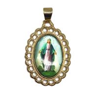 Medalla Virgen la Milagrosa 3,0 x 2.5 cm dorada a color (ovalada) 