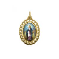 Medalla Virgen la Milagrosa 2,0 x 1.5 cm dorada a color (ovalada) 