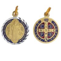 Medalla San Benito Mini 1.8 cm Oroxal Esmaltada Dimantada (Reverso Cruz)