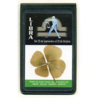 Amuleto Trebol 4 hojas Natural + Zoodiaco Libra