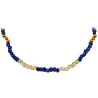 Collar Santeria Dos Aguas  7 x 7 (Yemanja-Ochun) (Am.Cr-Az. Cr) (1 V) (110 cm)