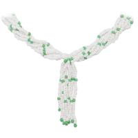 Collar Santeria Mazo Obatala Alagema (Simple) (Blanco c/ Verde)  (140 a 160 cm)