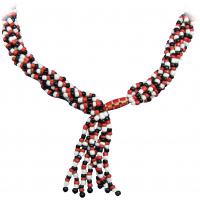 Collar Santeria Mazo Eleggua Eshu Bi (Simple) (Blanco-Negro-Rojo) (140 a 160 cm)