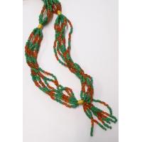 Collar Santeria Mazo Orula (Verde - Naranja) (Nigeria)  (140 a 160 cm)