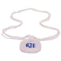 Collar Santeria con Medallon AJE (blanco)