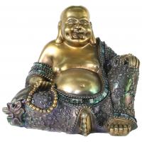 Buda Resina Sonriente 19 x 19 x 13 cm. (Dorado a color)