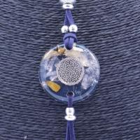 Collar Orgon Flor de la Vida Azul con Abalorios (3,7 cm Ajustable) 