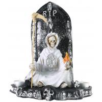 Imagen Santa Muerte con Lapida 27 cm 11 inch (Blanca)  - Artesanal puede variar el color y la forma de los detalles  Resina