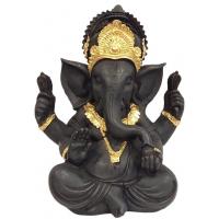 Ganesha Sentada Resina 24 x 20 cm aprox. (Color Negro)