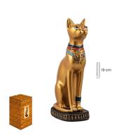 Imagen Bastet Gato Egipcio 19 cm con Base Dorado (Resina Premium)