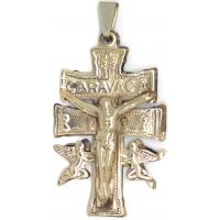 Amuleto Cruz de Caravaca con Cristo Plateada 5 cm (C/ Cordon) (has)