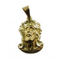 Amuleto Cristo Rostro Tumbaga Dorada 3 cm
