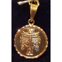 Amuleto Cruz de Caravaca Redonda Tumbaga 3 Metales 4 cm (Medalla)