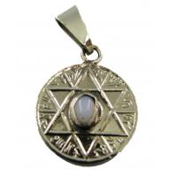 Amuleto Estrella 6 Puntas Atrae y Repele Piedra Luna con Tetragramaton 2.5 cm