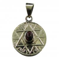 Amuleto Estrella 6 Puntas Atrae y Repele Piedra Roja con Tetragramaton 2.5 cm