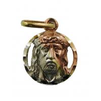 Amuleto Cristo Rostro con aro Tumbaga 3 Metales 1.5 cm