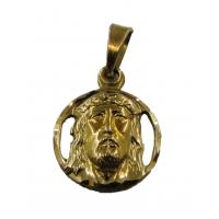 Amuleto Cristo Rostro con aro Tumbaga Dorada 1.5 cm