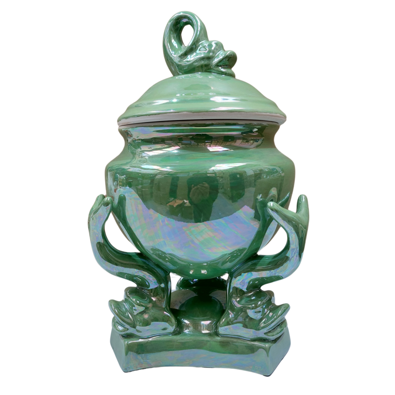 Sopera Porcelana base Peces 40 x 25 cm (Verde perlado) 16 in