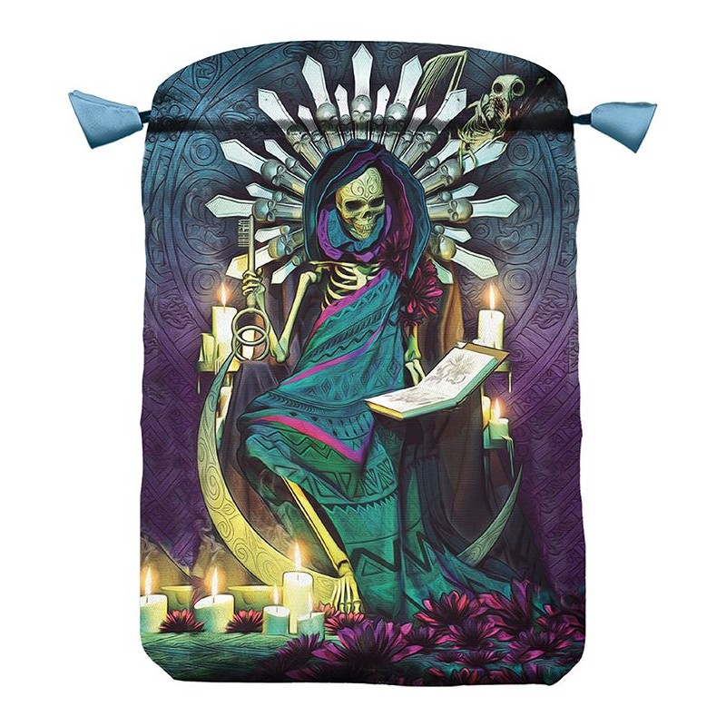 Bolsa Tarot Seda Azul 23 x 16 cm (Motivo Santa Muerte) - Lanzamiento Mayo 2017 -