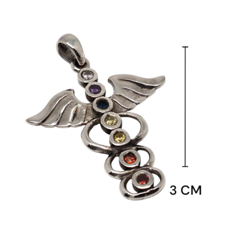 Amuleto Plata Caduceo 3 cm