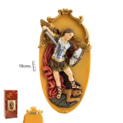 Arcangel San Miguel 19 cm c/ Placa Colgar - Resina