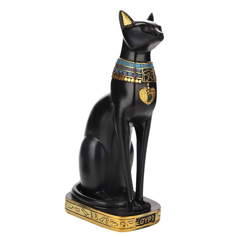 Bastet Gato Egipcio 12 cm negro y oro (Resina)