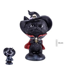 Gato Brujo 15 cm c/ Capa - Resina