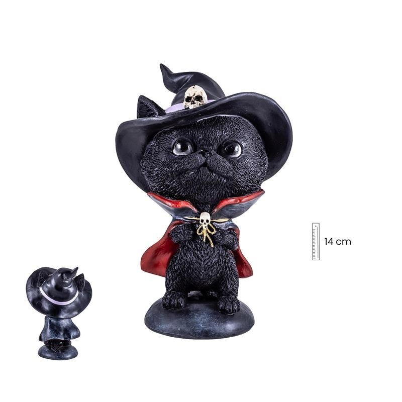 Gato Brujo 15 cm c/ Capa - Resina
