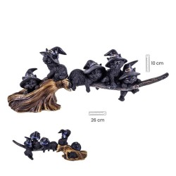 Gatos 28 cm c/ Escoba - Resina