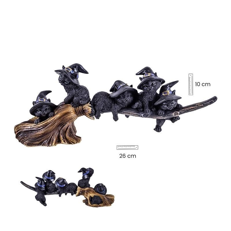 Gatos 28 cm c/ Escoba - Resina