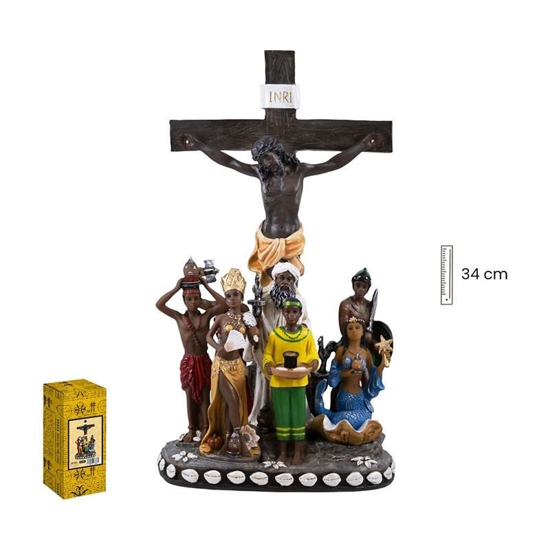8 Potencias con Jesucristo 35 cm con Base (Resina Premium)
