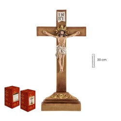 Imagen Cristo En Cruz Ojos Abiertos 30 cm - Resina