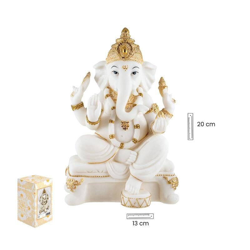 Imagen Ganesha Blanco/Oro 20 cm - Resina