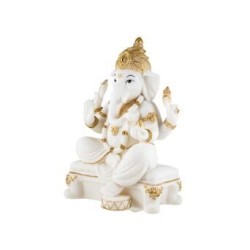 Ganesha Blanco/Oro 20 cm - Resina