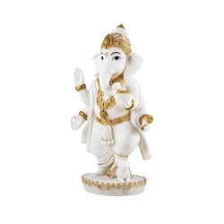 Imagen Ganesha De Pie Blanco/Oro 28 cm - Resina