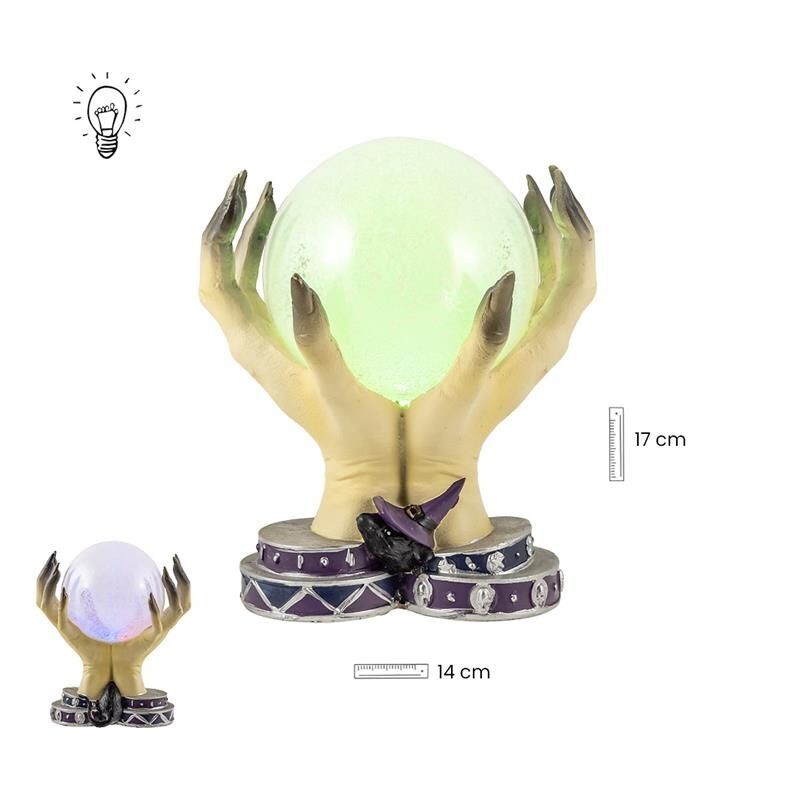 Imagen Manos Bola De Cristal 15 cm c/ Luz - Resina
