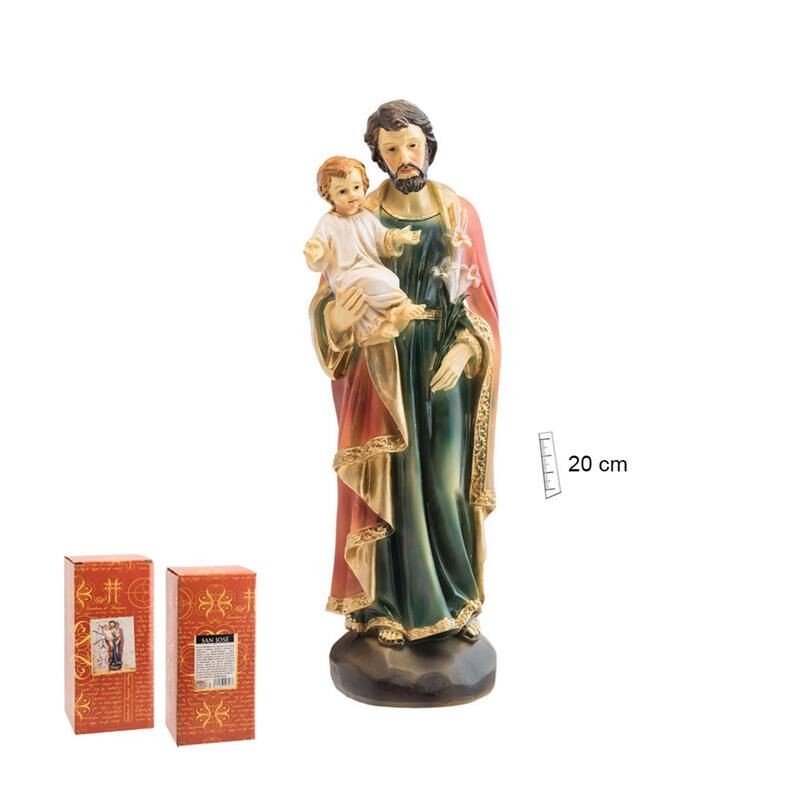 Imagen San Jose 20 cm c/ Niño Y Flores - Resina
