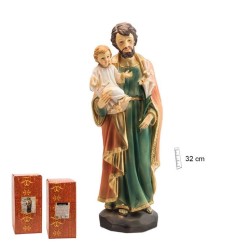 Imagen San Jose 30 cm c/ Niño Y Flores - Resina