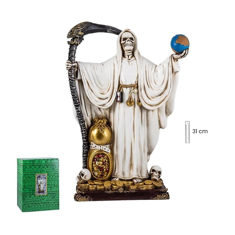 Imagen Santa Muerte Blanca 30 cm c/ Bola - Resina