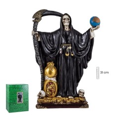 Imagen Santa Muerte Negra 30 cm c/ Bola - Resina