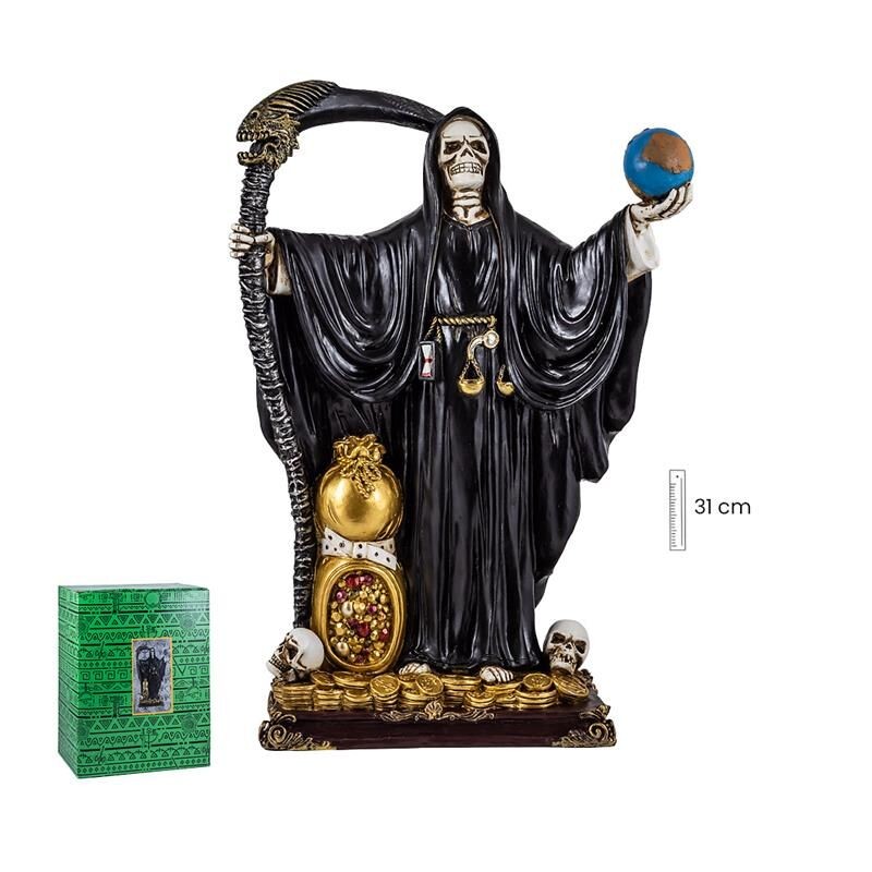 Imagen Santa Muerte Negra 30 cm c/ Bola - Resina