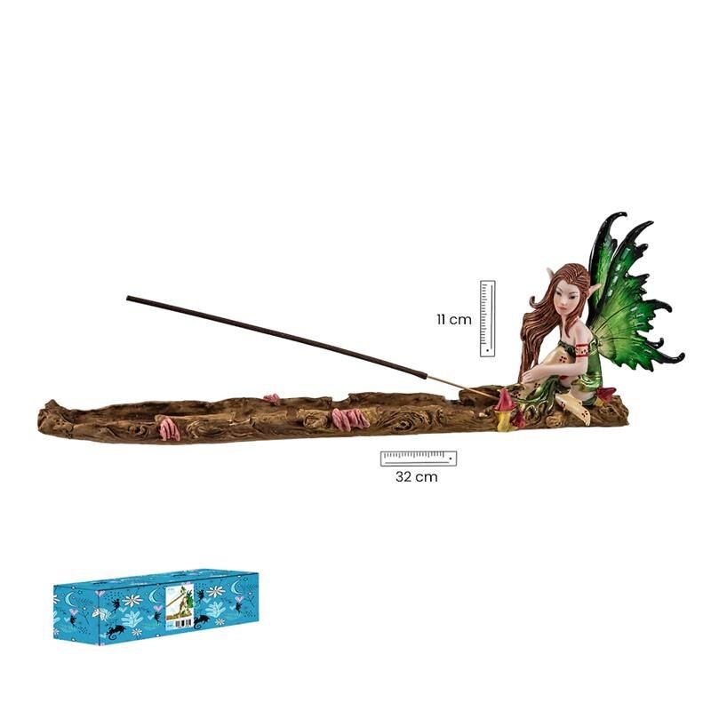 Imagen Soporte Incienso Hada 11 cm Alas Verdes - Resina