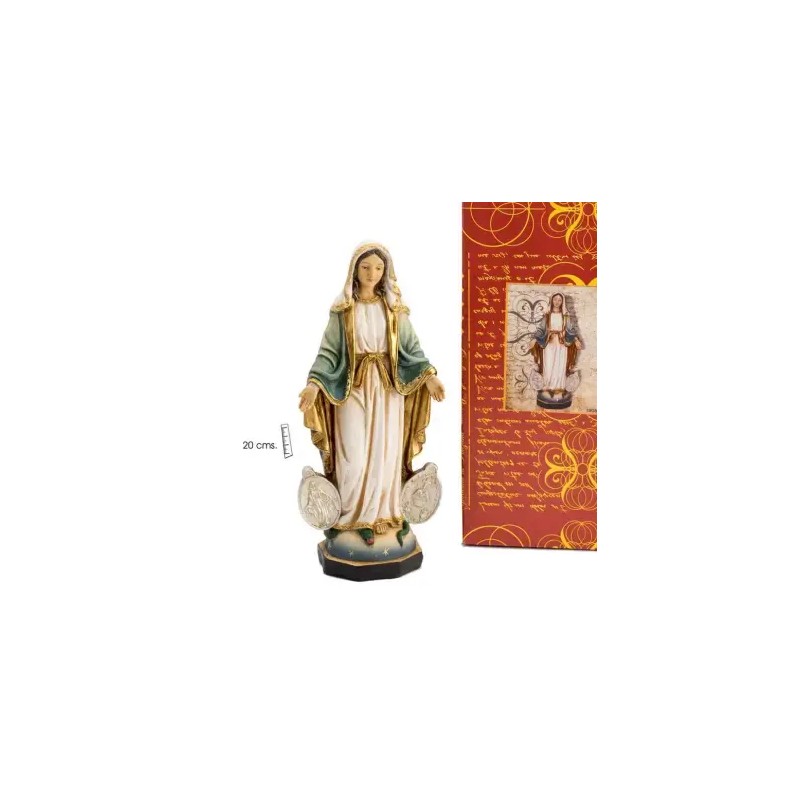 Imagen Virgen Milagrosa 20 cm c/ Medallas - Resina