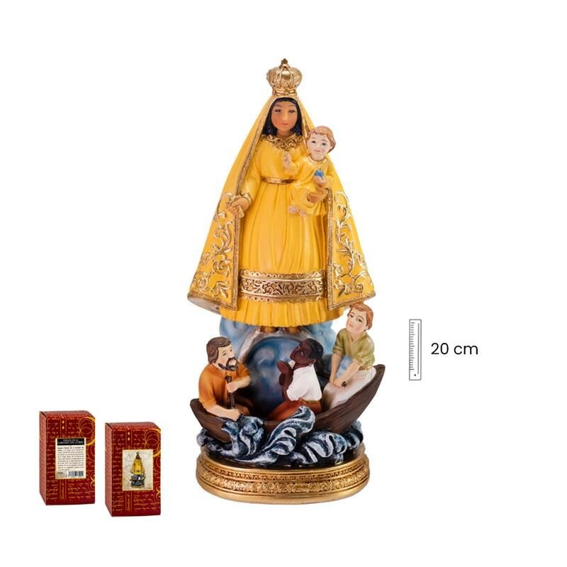 Virgen Caridad 20 cm Cobre Amarilla - Resina