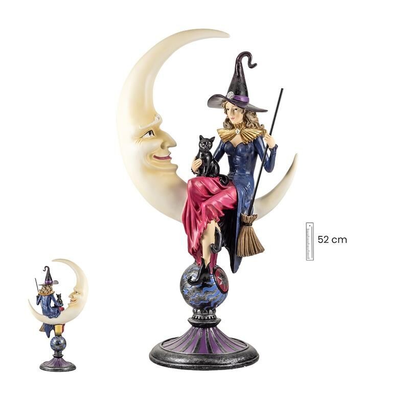 Imagen Bruja Sentada En Luna 52 cm - Resina
