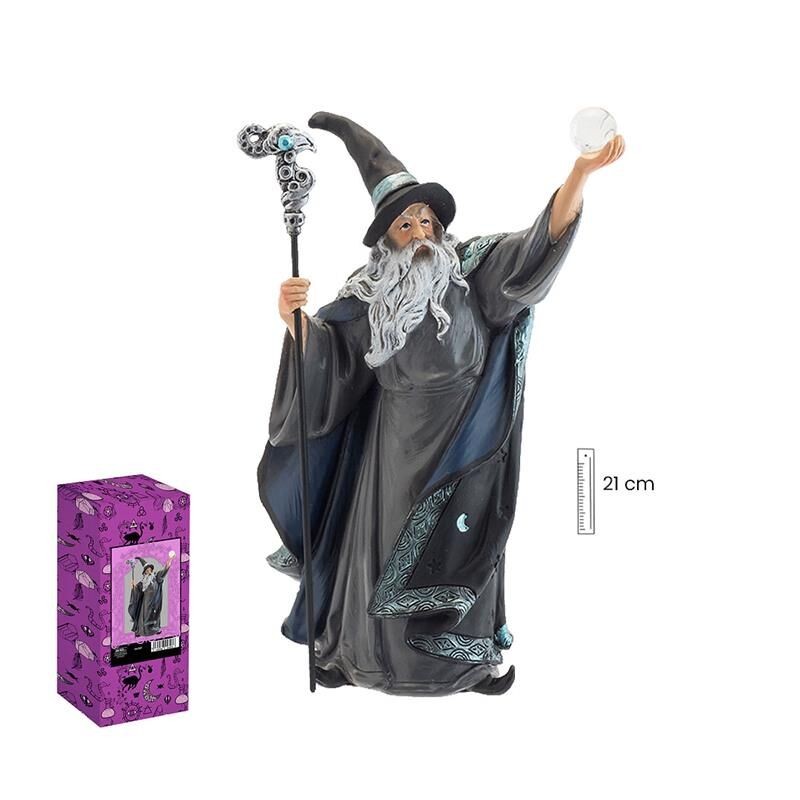 Imagen Brujo 21 cm Gris c/ Bola - Resina