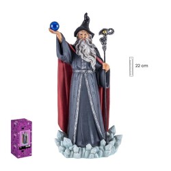 Imagen Brujo 23 cm Gris c/ Bola - Resina