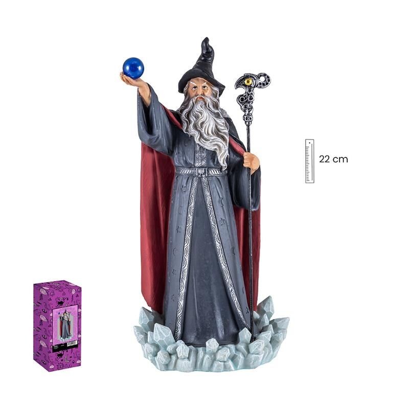 Imagen Brujo 23 cm Gris c/ Bola - Resina