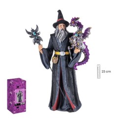 Imagen Brujo 24 cm c/ Dragon Morado - Resina